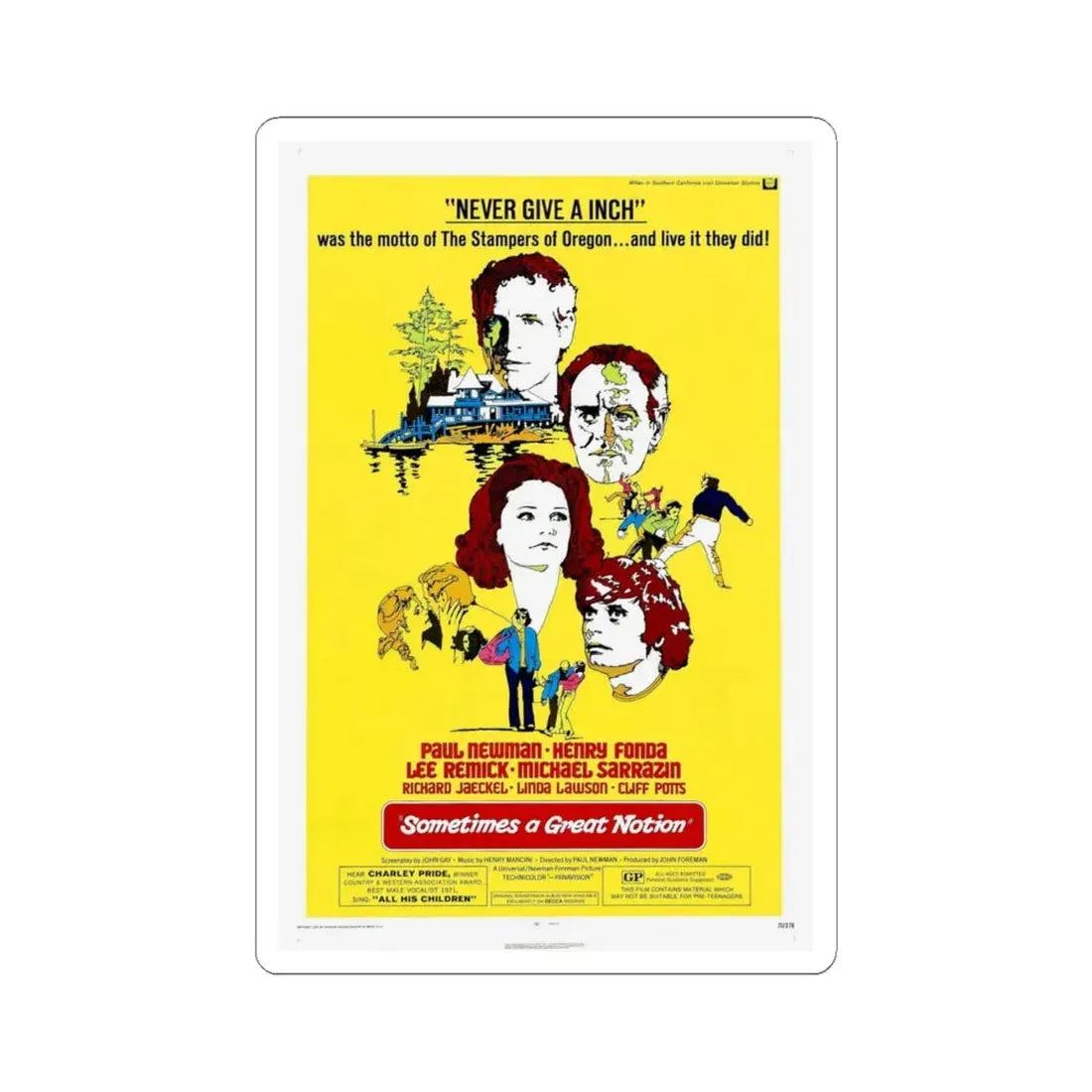 Sometimes a Great Notion 1971 Movie Poster - STICKER Vinyl Kiss-Cut Decal 6 Inch White - The Sticker Space