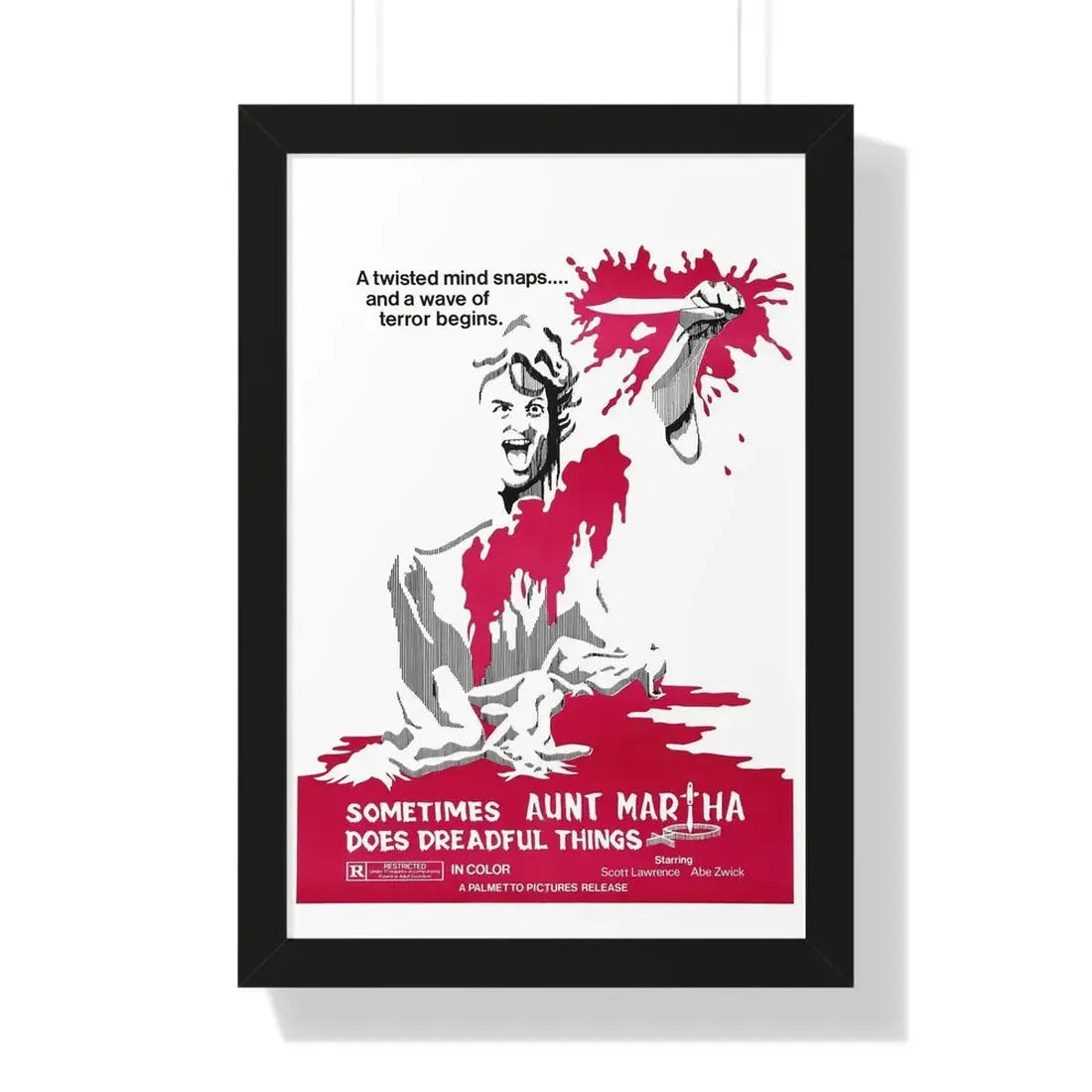 SOMETIMES AUNT MARTHA DOES DREADFUL THINGS 1971 - Framed Movie Poster 16″ x 24″ Black - The Sticker Space