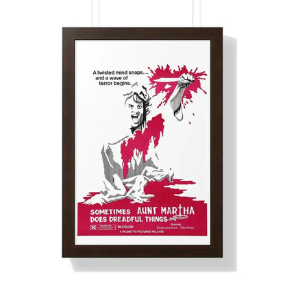 SOMETIMES AUNT MARTHA DOES DREADFUL THINGS 1971 - Framed Movie Poster 16″ x 24″ Walnut - The Sticker Space