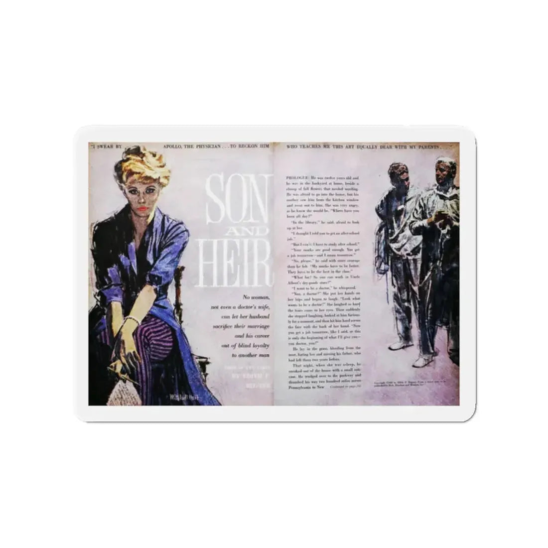 Son and Heir, Good Housekeeping, October 1960 (Magazine Illustration) Refrigerator Magnet 2 Inch Die-Cut - The Sticker Space