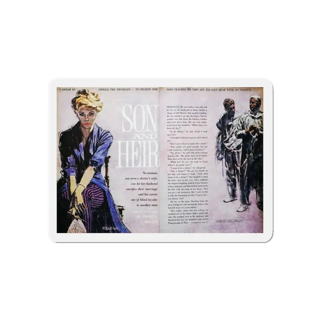 Son and Heir, Good Housekeeping, October 1960 (Magazine Illustration) Refrigerator Magnet 3 Inch Die-Cut - The Sticker Space