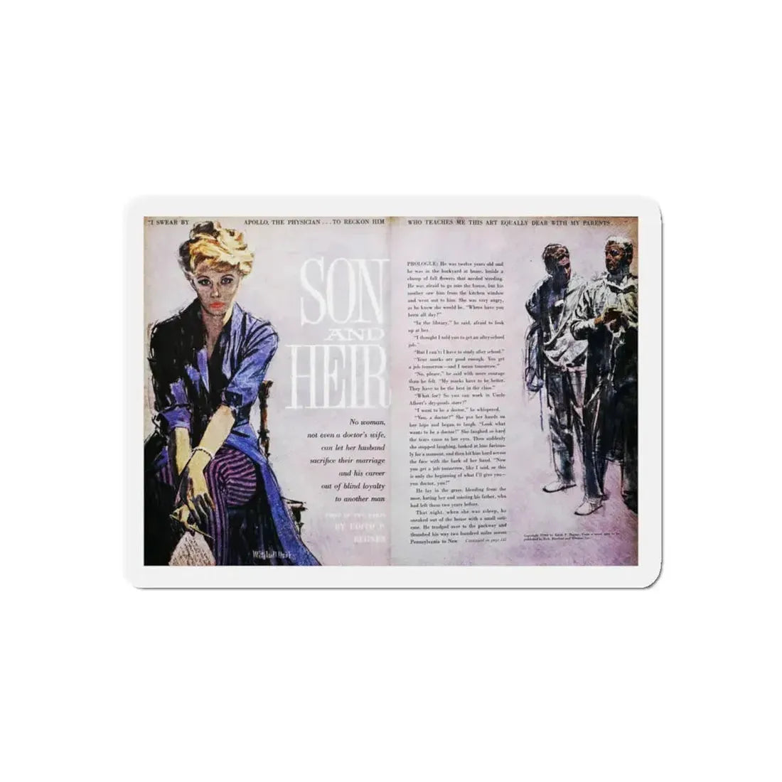Son and Heir, Good Housekeeping, October 1960 (Magazine Illustration) Refrigerator Magnet 4 Inch Die-Cut - The Sticker Space
