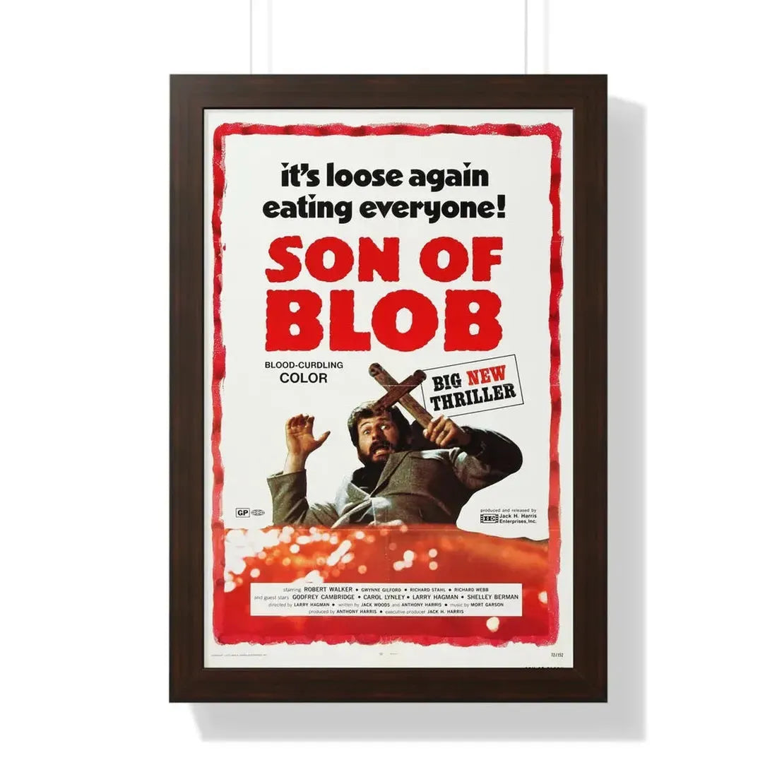 SON OF BLOB 1972 - Framed Movie Poster 16″ x 24″ Walnut - The Sticker Space