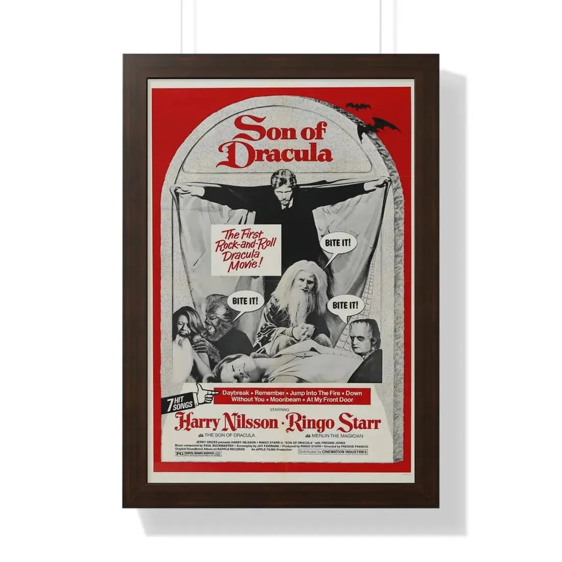 SON OF DRACULA 1974 - Framed Movie Poster 16″ x 24″ Walnut - The Sticker Space