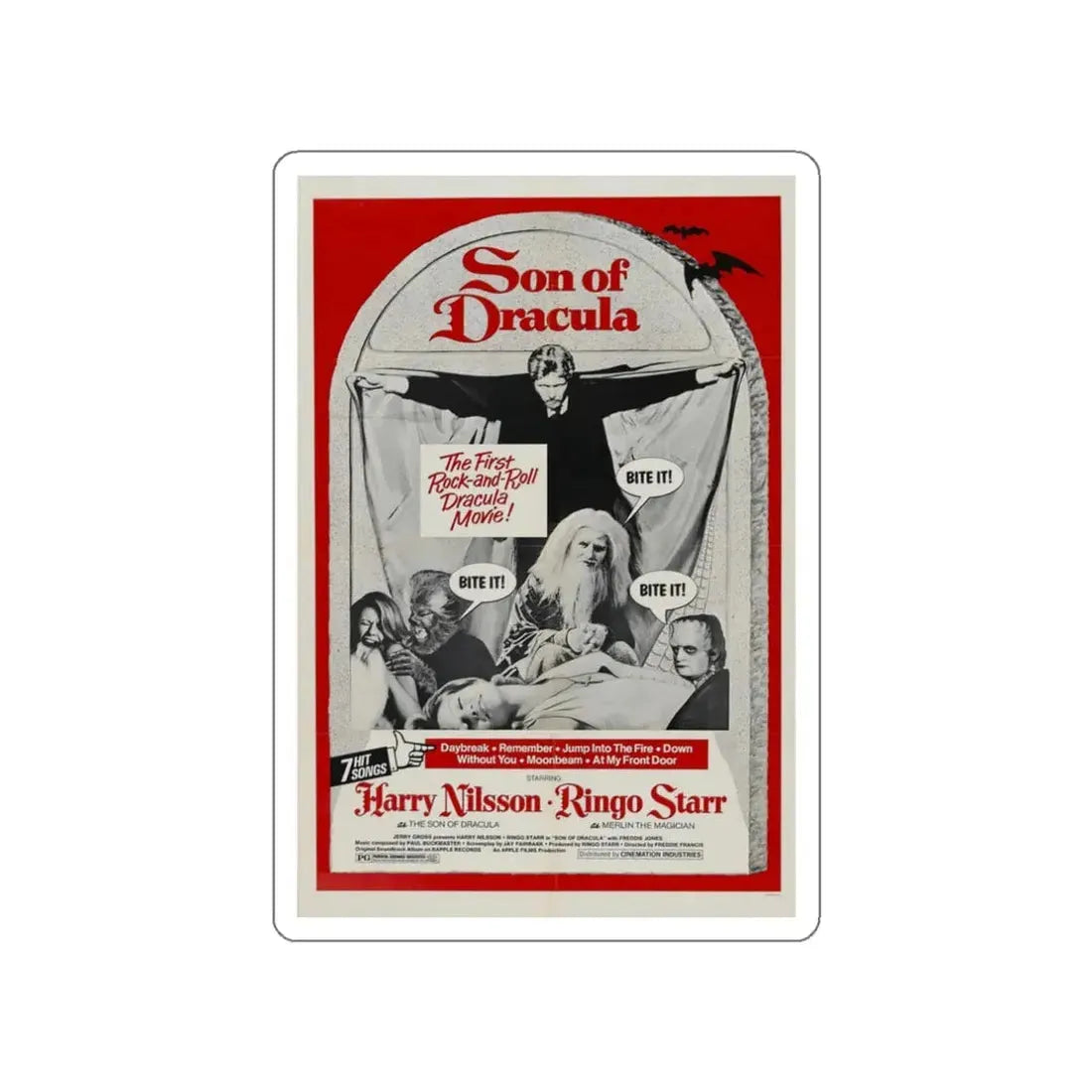 SON OF DRACULA 1974 Movie Poster STICKER Vinyl Die-Cut Decal 3 Inch - The Sticker Space