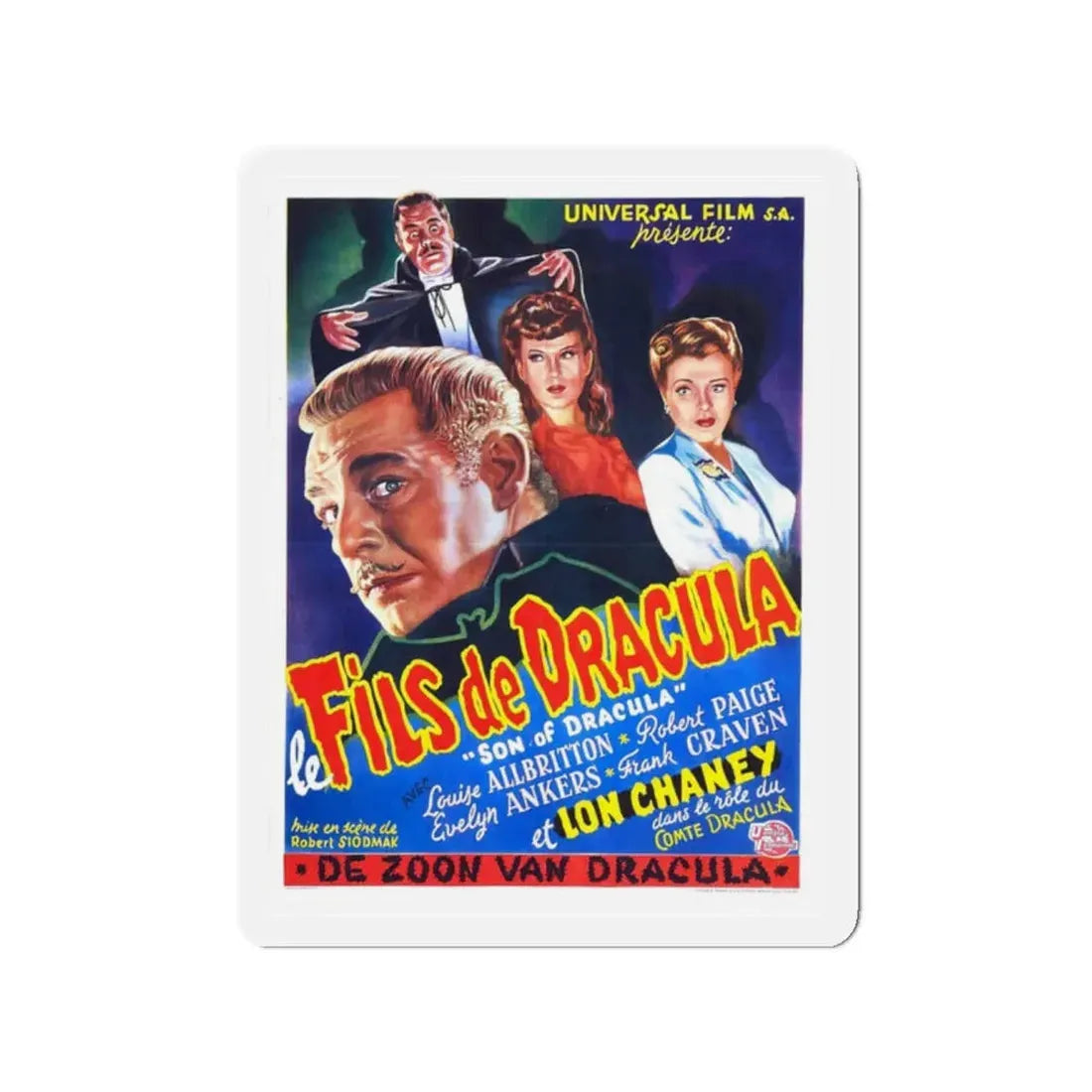 SON OF DRACULA (BELGIAN) 1943 Movie Poster - Refrigerator Magnet 2 Inch Die-Cut - The Sticker Space