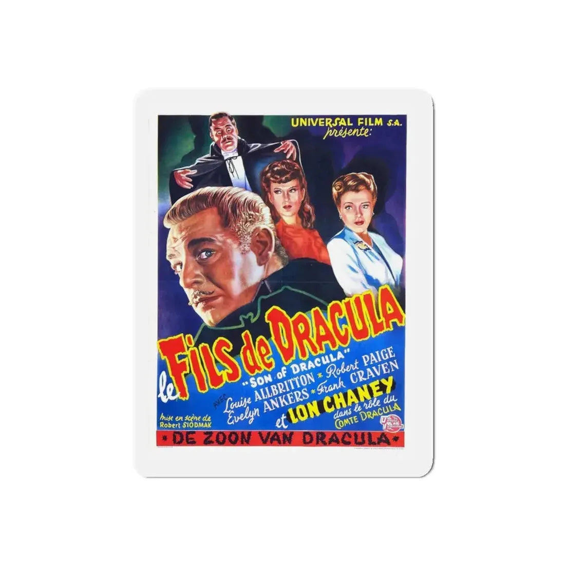 SON OF DRACULA (BELGIAN) 1943 Movie Poster - Refrigerator Magnet 4 Inch Die-Cut - The Sticker Space