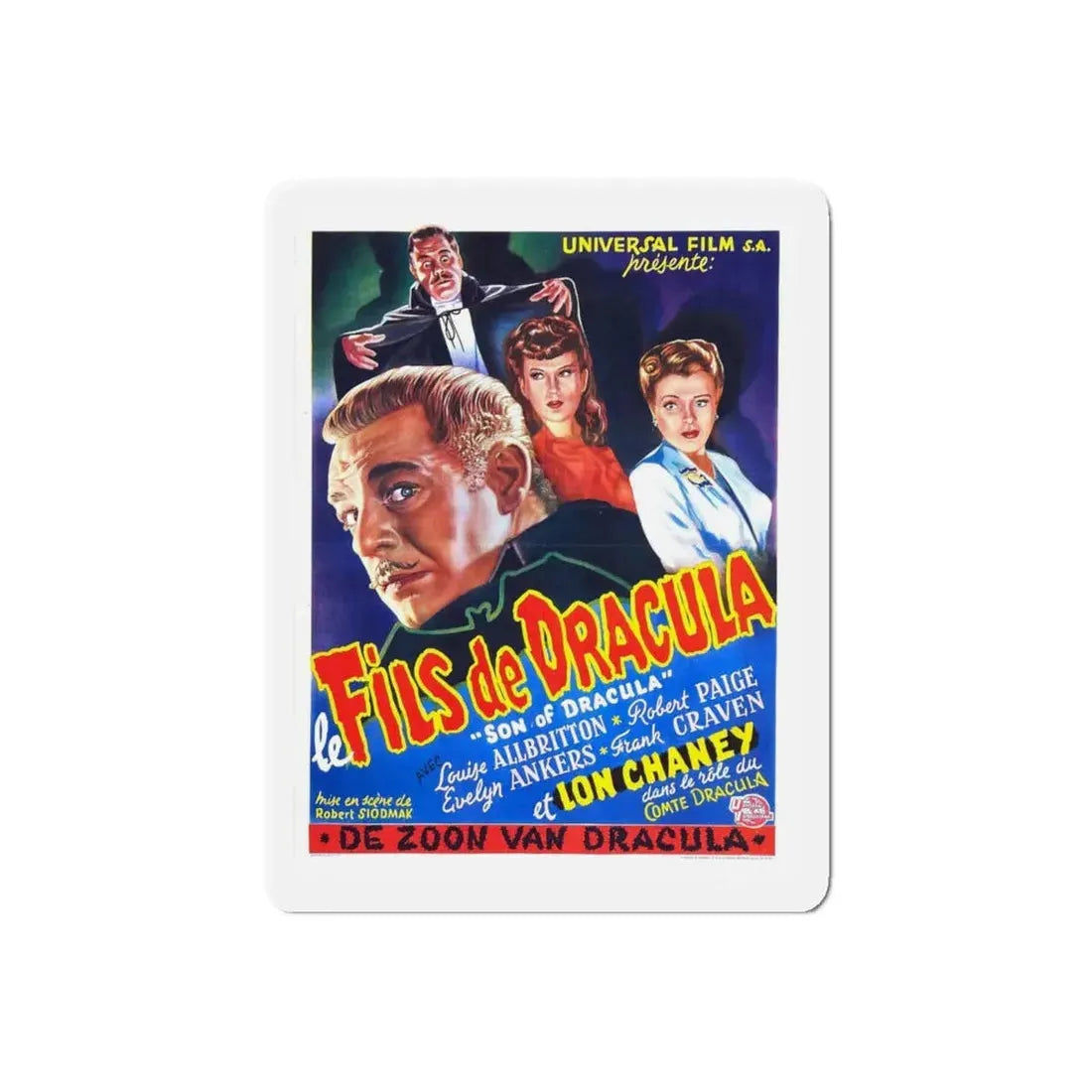 SON OF DRACULA (BELGIAN) 1943 Movie Poster - Refrigerator Magnet 6 Inch Die-Cut - The Sticker Space