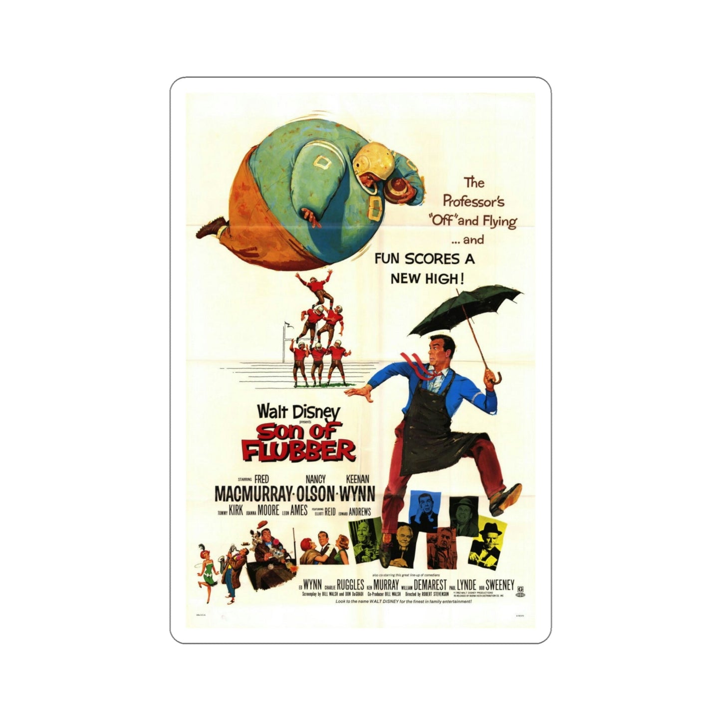 Son of Flubber 1963 Movie Poster STICKER Vinyl Die-Cut Decal-6 Inch-The Sticker Space