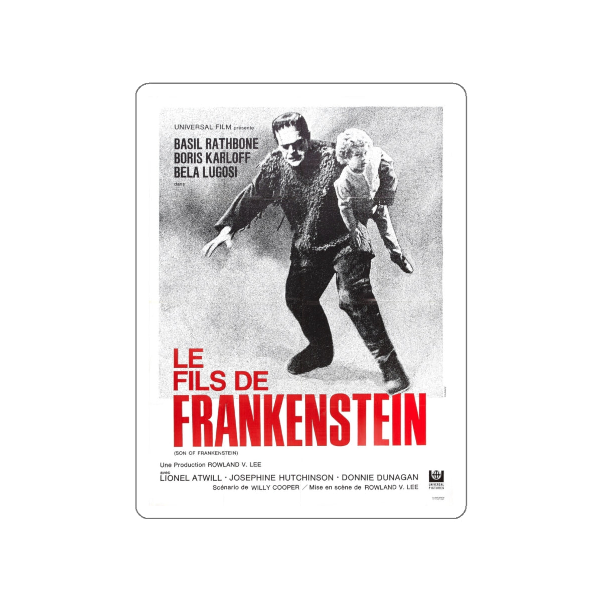 SON OF FRANKENSTEIN (FRENCH) 1939 Movie Poster STICKER Vinyl Die-Cut Decal-White-The Sticker Space
