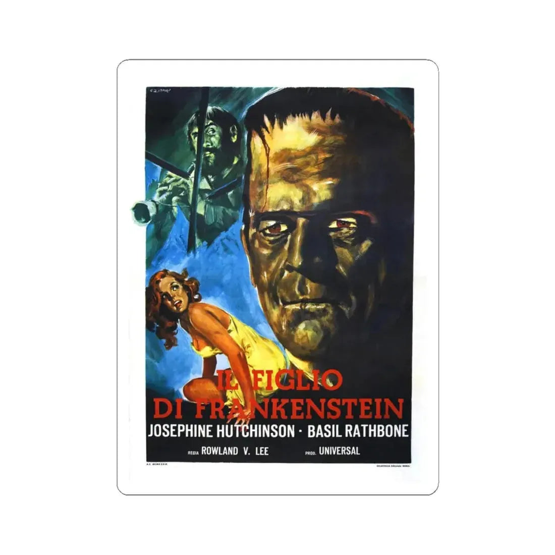SON OF FRANKENSTEIN (ITALIAN) 1939 Movie Poster - STICKER Vinyl Kiss-Cut Decal 4 Inch White - The Sticker Space
