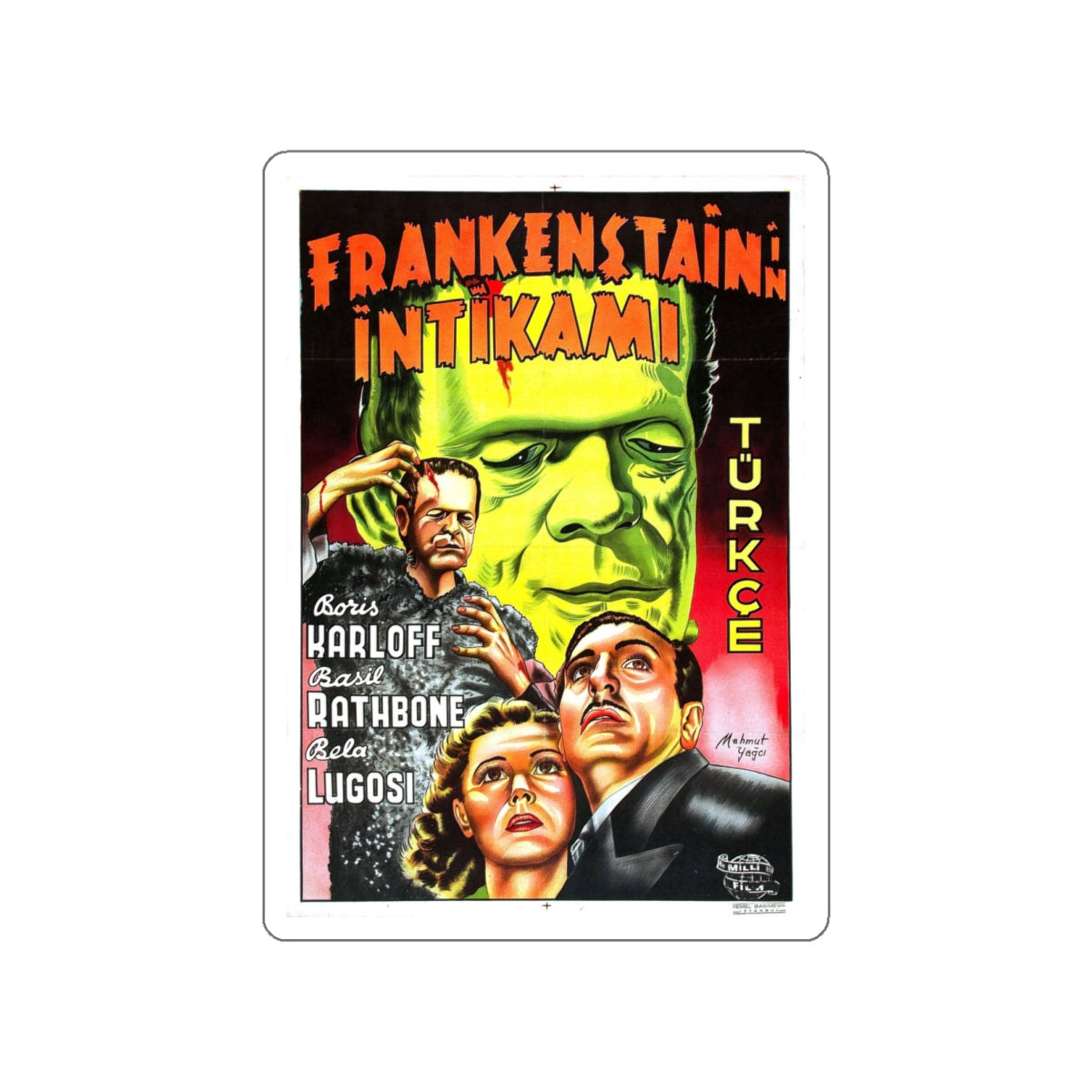 SON OF FRANKENSTEIN (TURKISH) 1939 Movie Poster STICKER Vinyl Die-Cut Decal-White-The Sticker Space