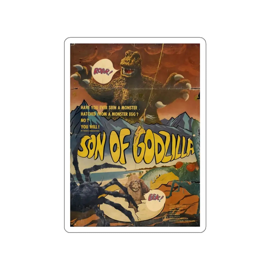 SON OF GODZILLA 1967 Movie Poster STICKER Vinyl Die-Cut Decal 6 Inch - The Sticker Space