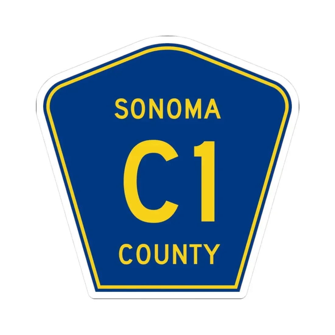 Sonoma County C1 (California) (Road Sign) STICKER Vinyl Kiss-Cut Decal 3 Inch White - The Sticker Space