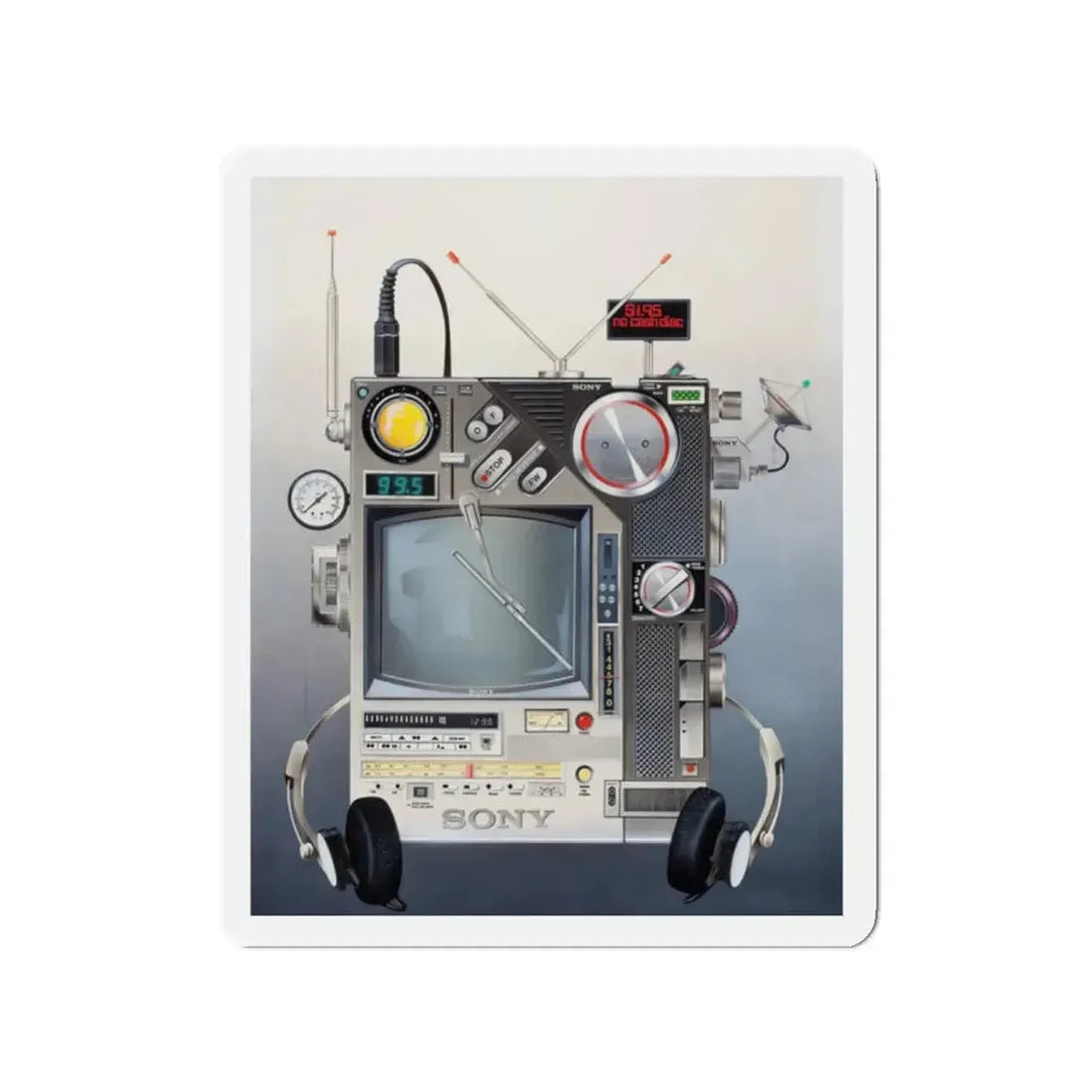 Sony advertisement (Magazine Illustration) Refrigerator Magnet 2 Inch Die-Cut - The Sticker Space