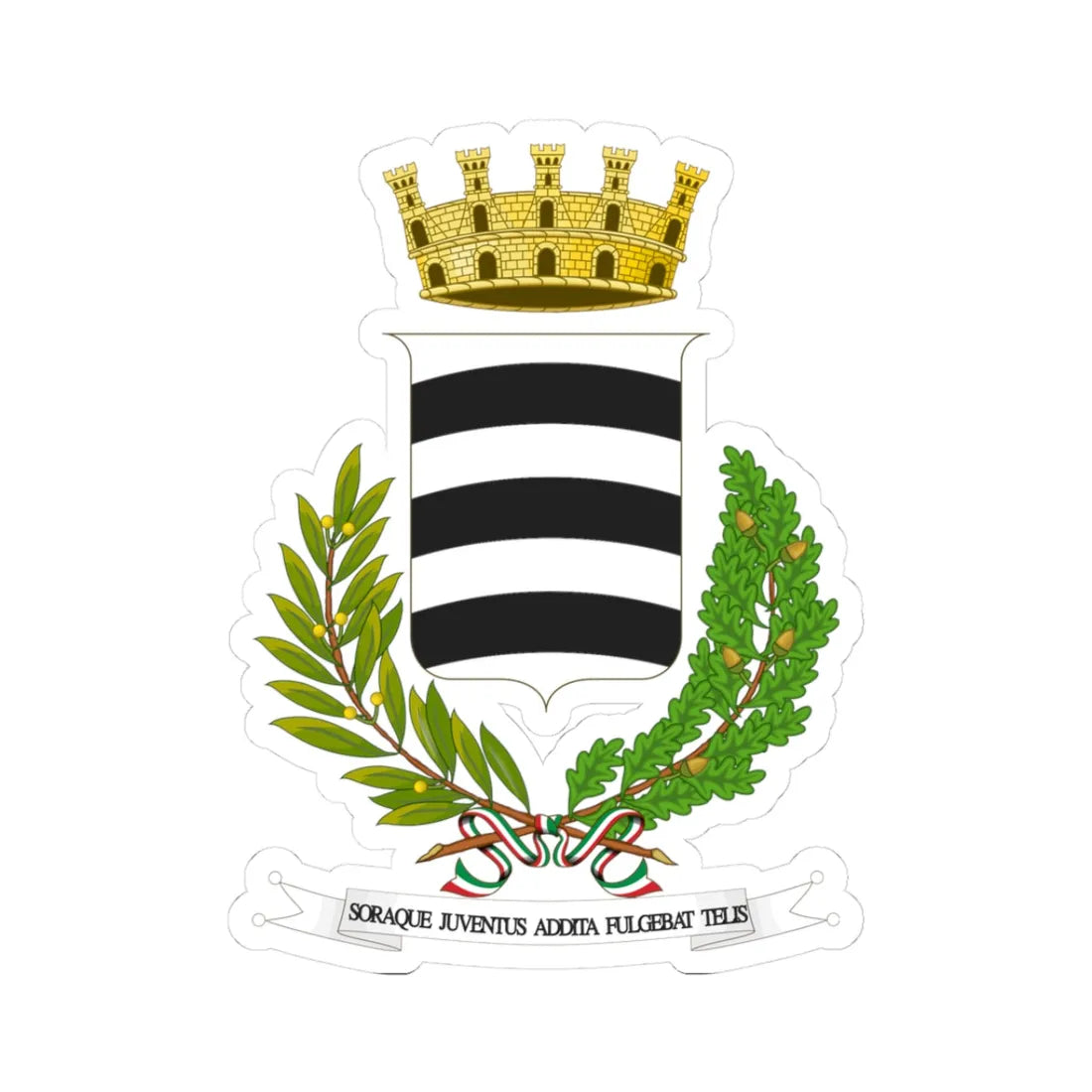 Sora-Stemma (Italy) (Coat of Arms) STICKER Vinyl Kiss-Cut Decal 3 Inch White - The Sticker Space