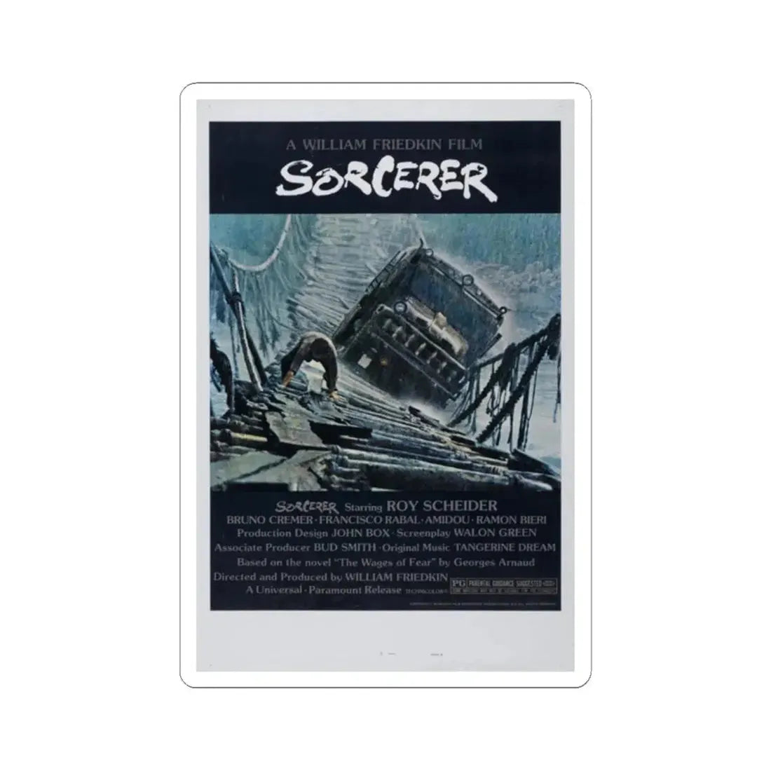 SORCERER 1977 Movie Poster - STICKER Vinyl Kiss-Cut Decal 2 Inch White - The Sticker Space