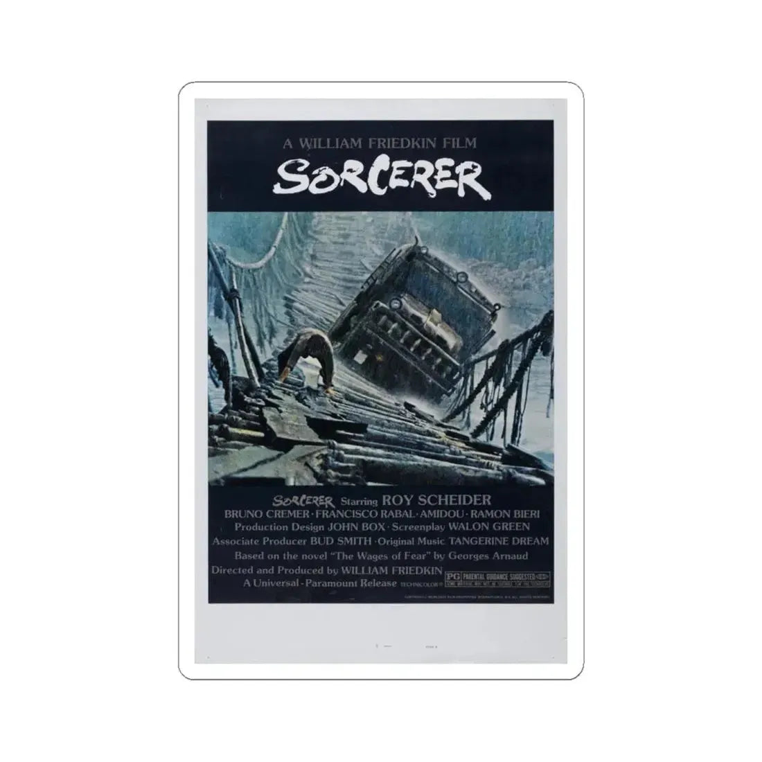 SORCERER 1977 Movie Poster - STICKER Vinyl Kiss-Cut Decal 4 Inch White - The Sticker Space