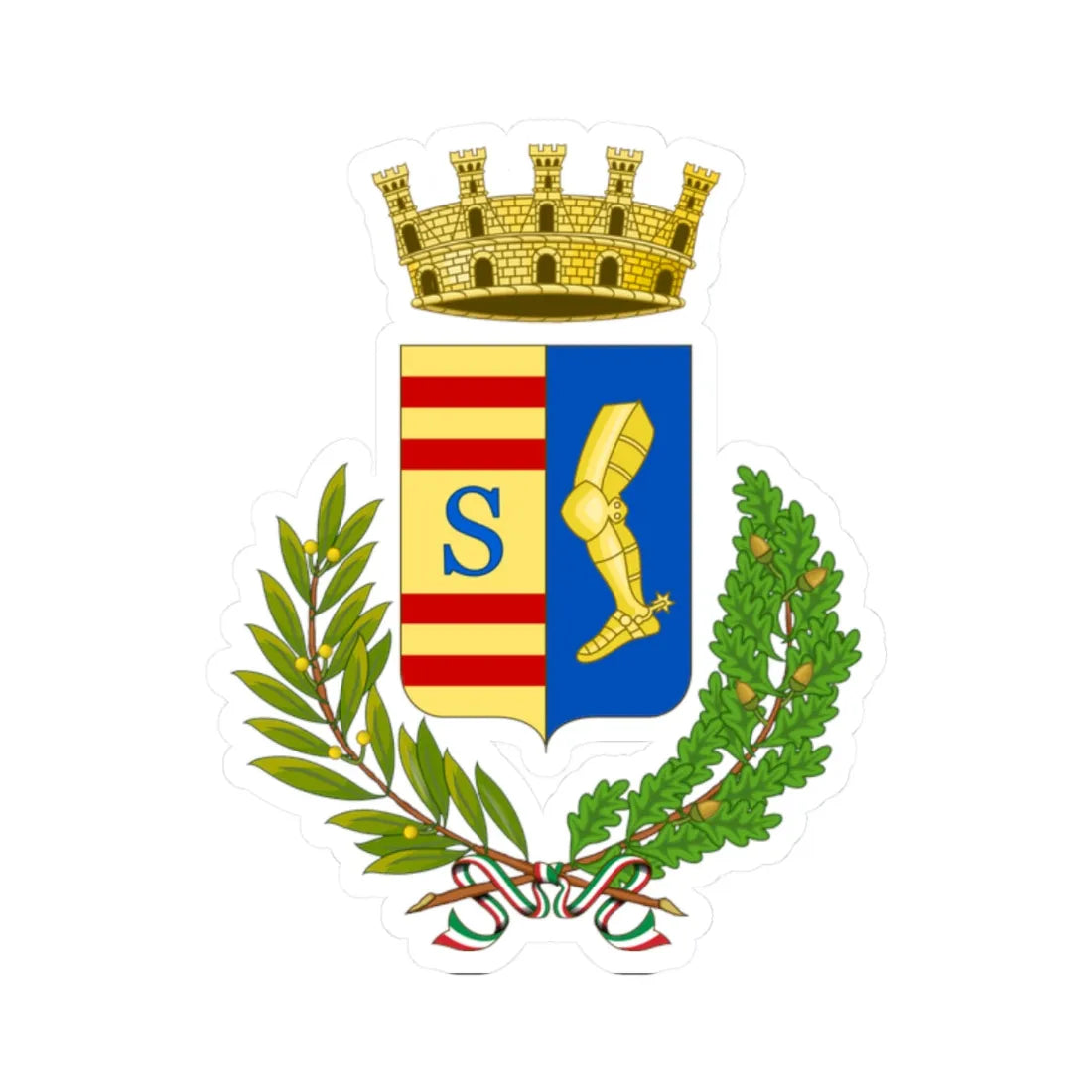 Sorso-Stemma (Italy) (Coat of Arms) STICKER Vinyl Kiss-Cut Decal 2 Inch White - The Sticker Space