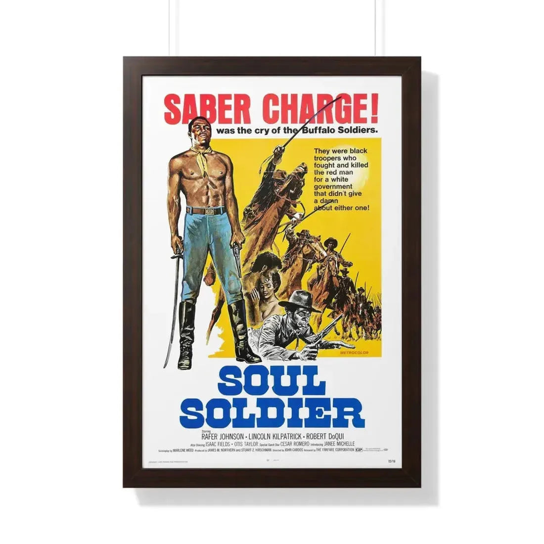 SOUL SOLDIER 1970 - Framed Movie Poster 20" x 30" Walnut - The Sticker Space