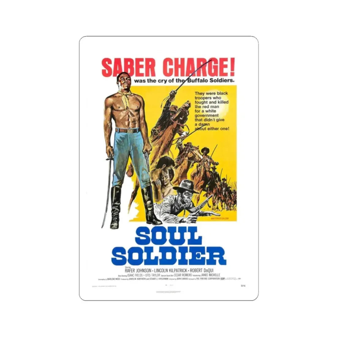 SOUL SOLDIER 1970 Movie Poster - STICKER Vinyl Kiss-Cut Decal 2 Inch White - The Sticker Space