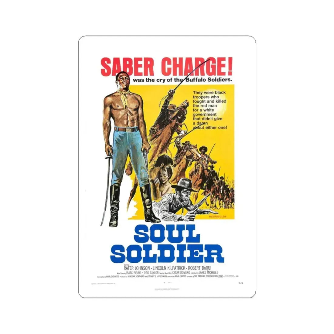 SOUL SOLDIER 1970 Movie Poster - STICKER Vinyl Kiss-Cut Decal 4 Inch White - The Sticker Space
