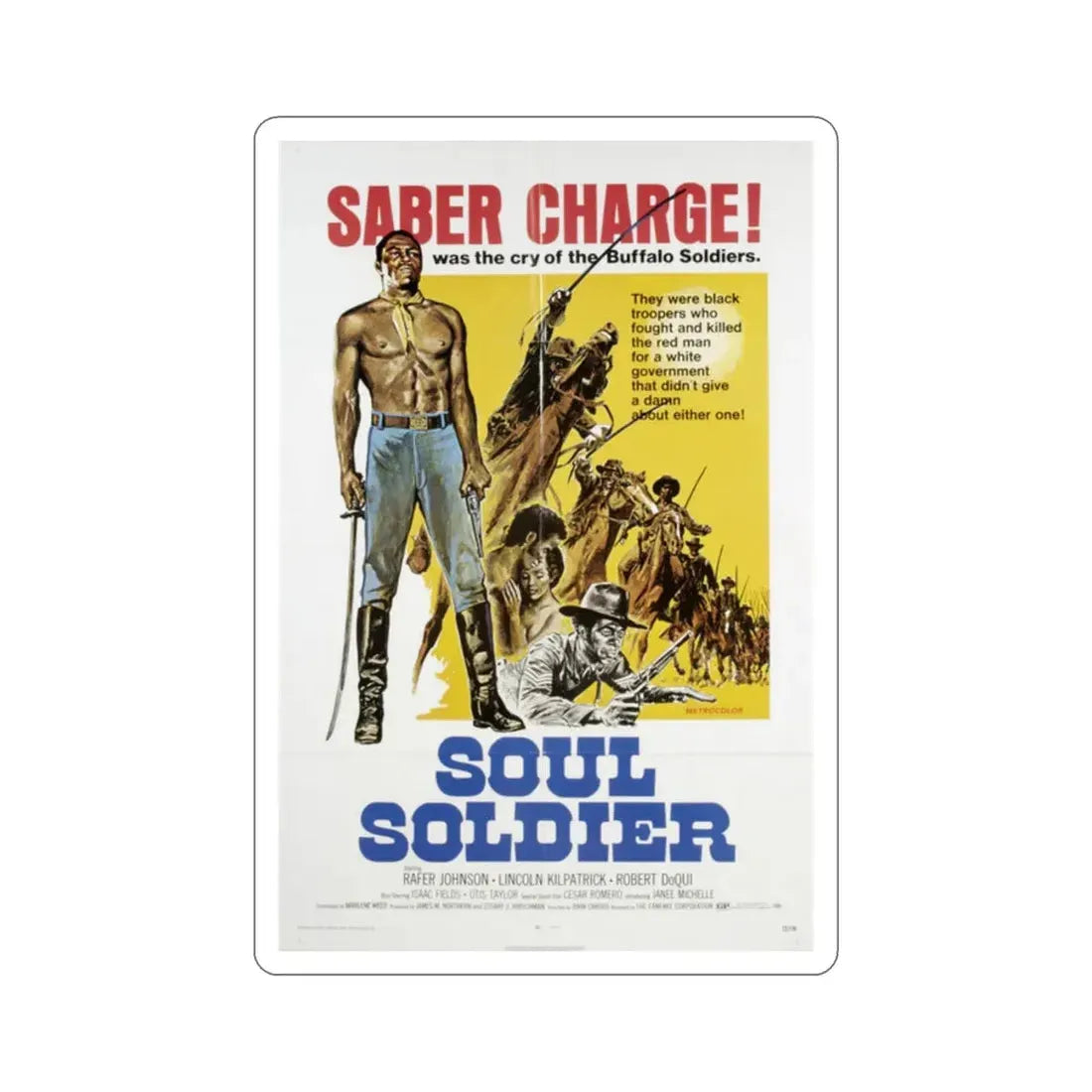 Soul Soldier aka Red White and Black 1970 Movie Poster STICKER Vinyl Die-Cut Decal 2 Inch - The Sticker Space