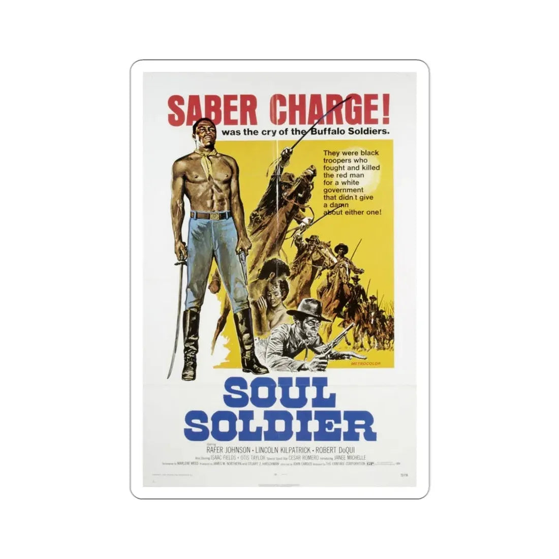 Soul Soldier aka Red White and Black 1970 Movie Poster STICKER Vinyl Die-Cut Decal 3 Inch - The Sticker Space