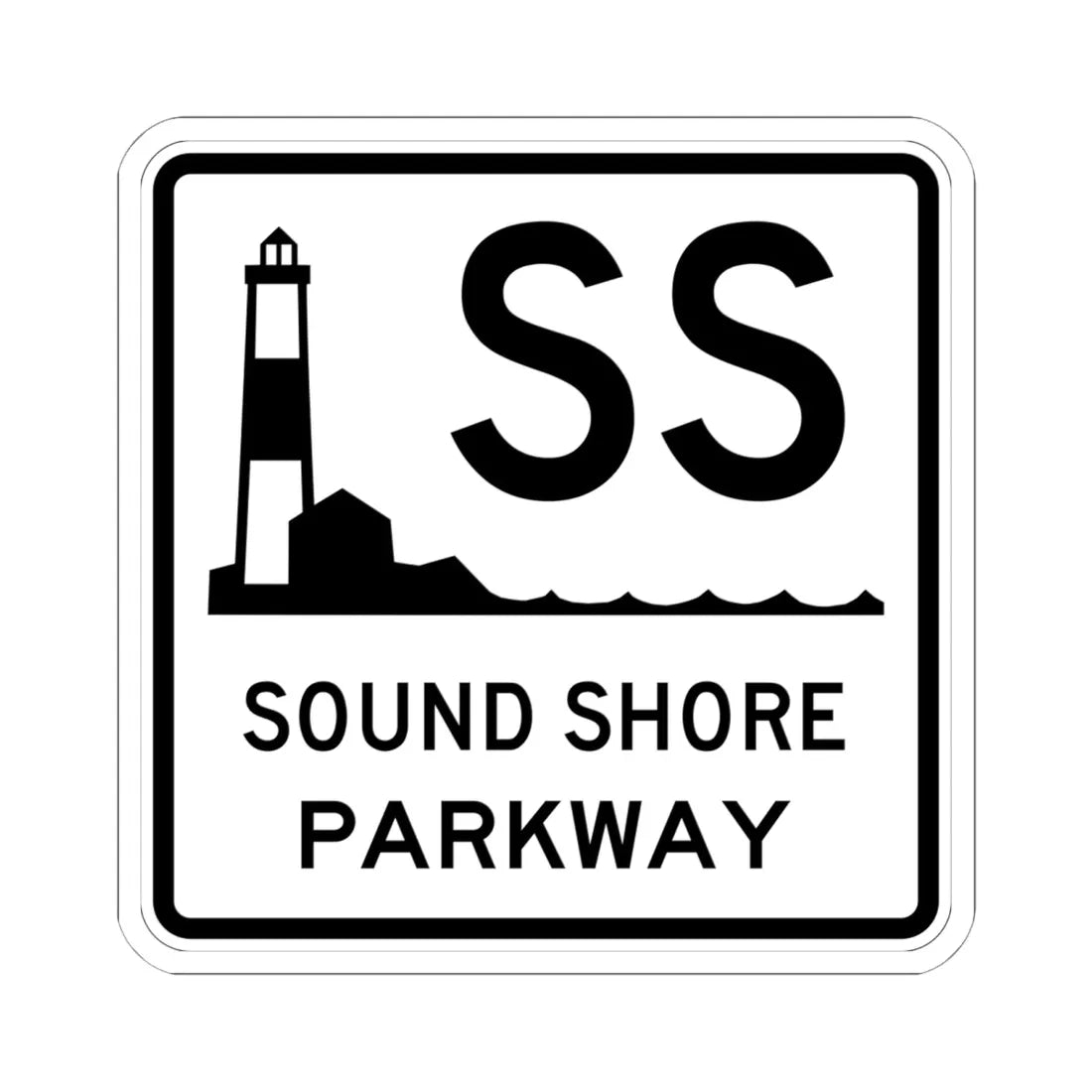 Sound Shore Pkwy Shield (New York) (Road Sign) STICKER Vinyl Kiss-Cut Decal 6 Inch White - The Sticker Space