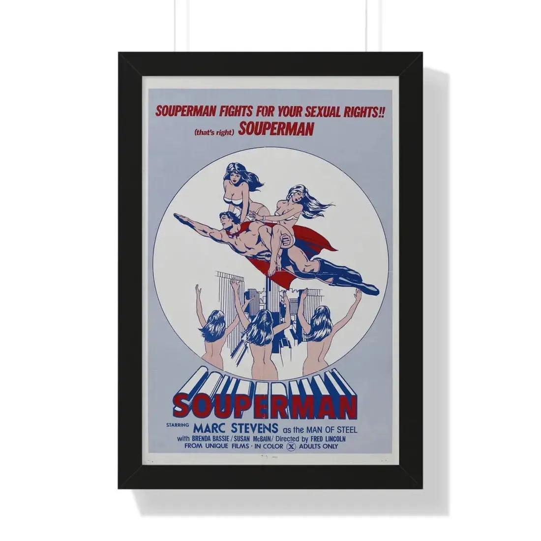 SOUPERMAN 1976 - Framed Movie Poster 16″ x 24″ Black - The Sticker Space