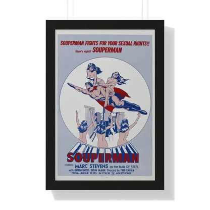SOUPERMAN 1976 - Framed Movie Poster 16″ x 24″ Black - The Sticker Space
