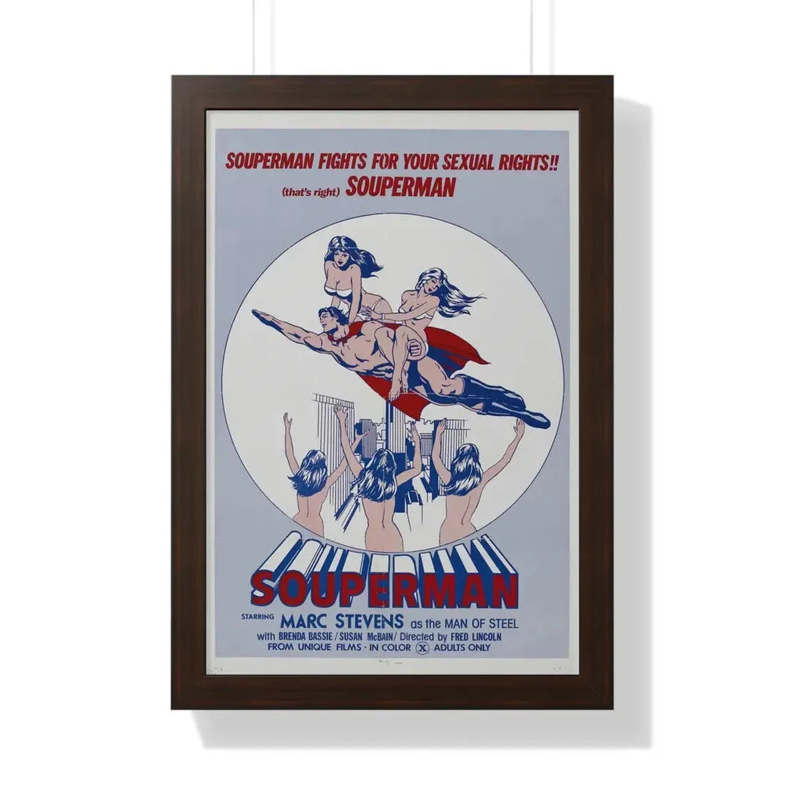 SOUPERMAN 1976 - Framed Movie Poster 16″ x 24″ Walnut - The Sticker Space