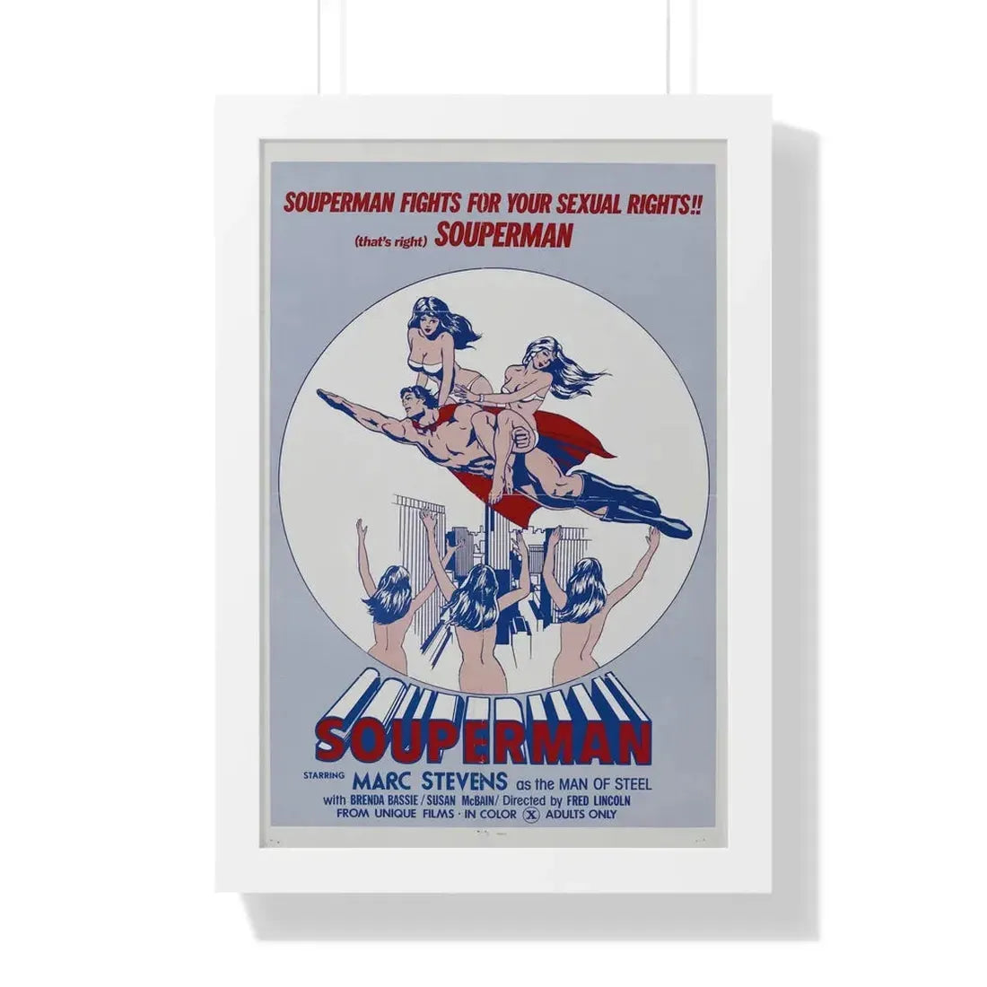 SOUPERMAN 1976 - Framed Movie Poster 16″ x 24″ White - The Sticker Space