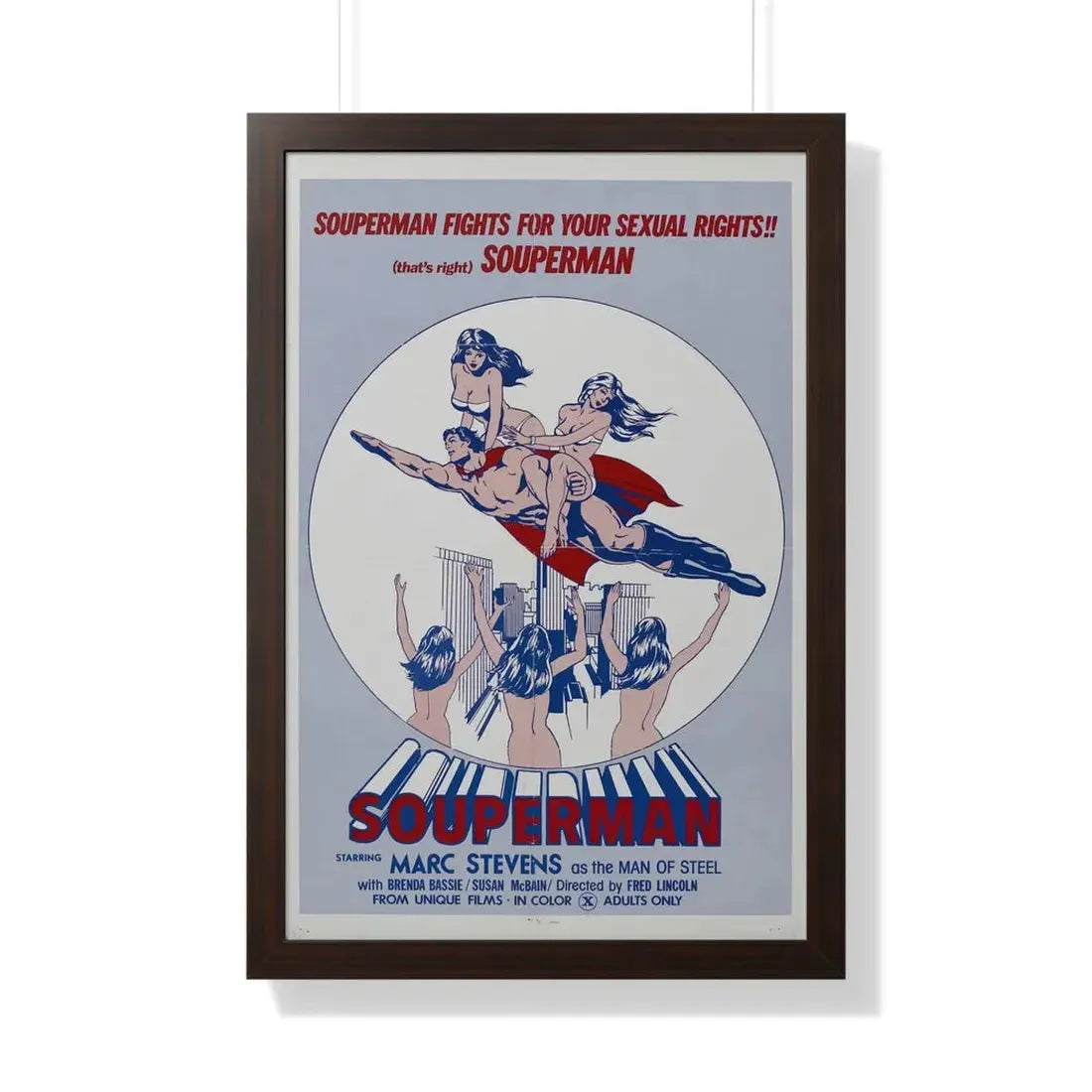 SOUPERMAN 1976 - Framed Movie Poster 20" x 30" Walnut - The Sticker Space