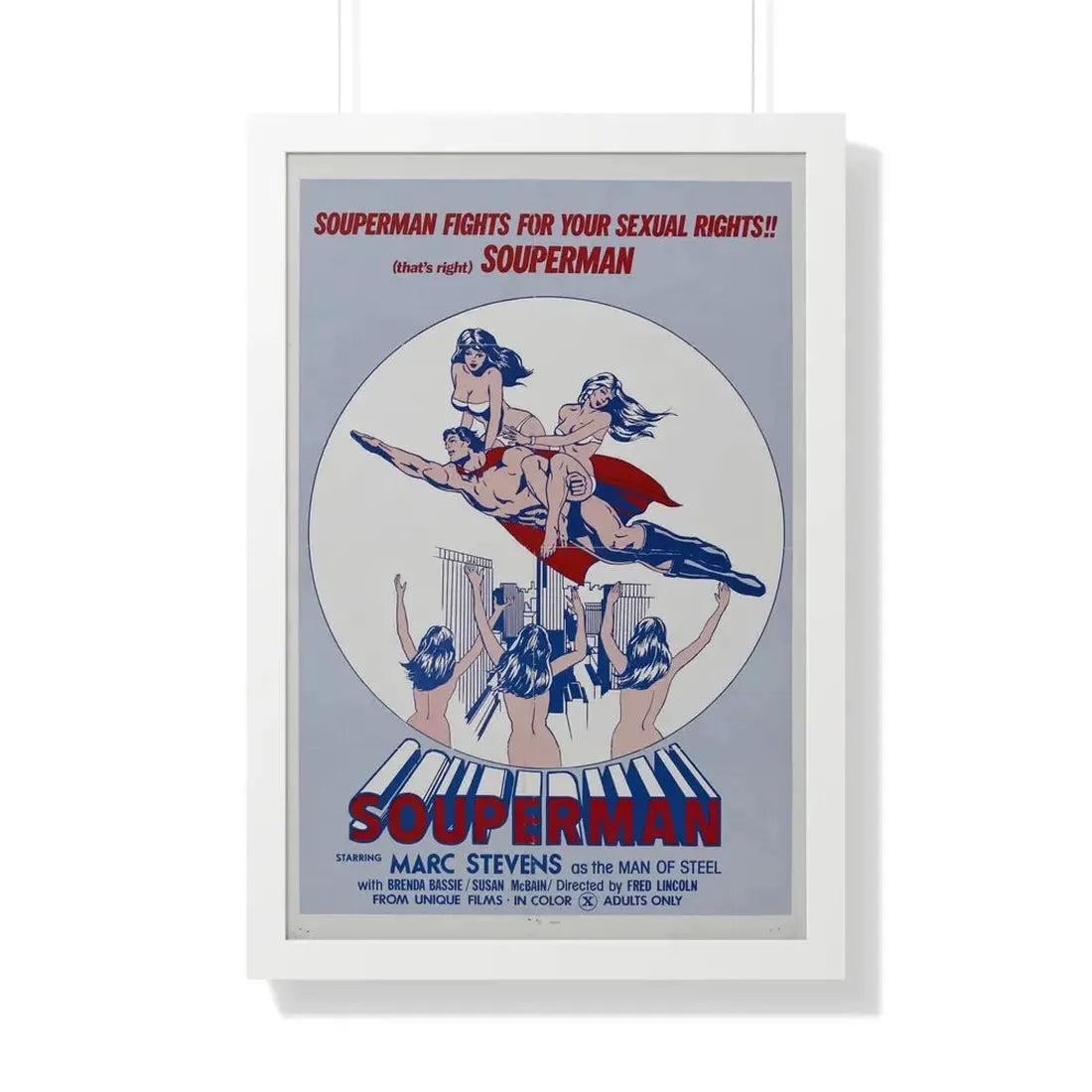 SOUPERMAN 1976 - Framed Movie Poster 20" x 30" White - The Sticker Space