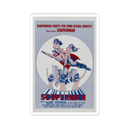 SOUPERMAN 1976 Movie Poster - STICKER Vinyl Kiss-Cut Decal 2 Inch White - The Sticker Space