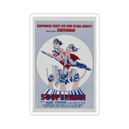 SOUPERMAN 1976 Movie Poster - STICKER Vinyl Kiss-Cut Decal 3 Inch White - The Sticker Space