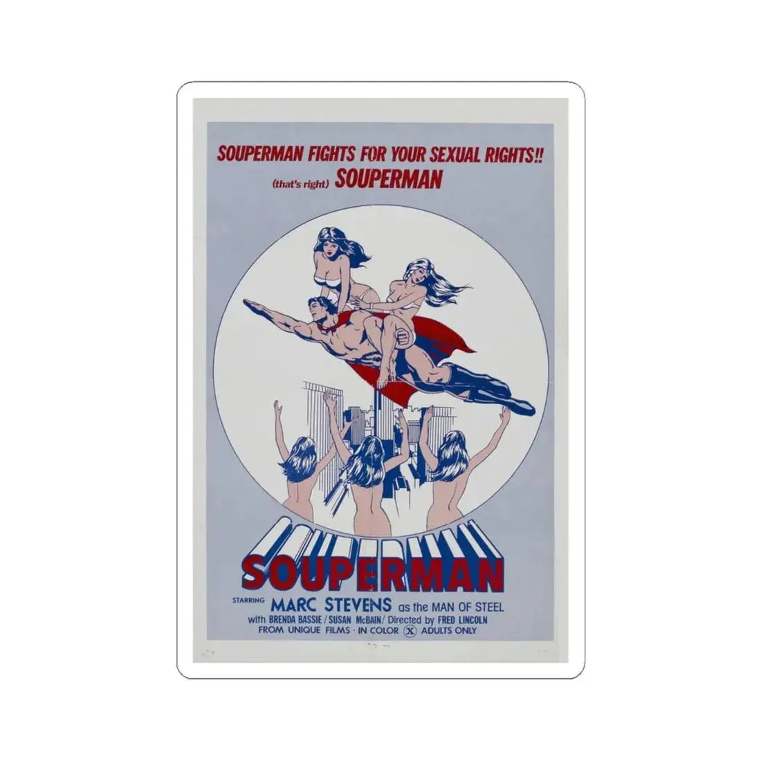 SOUPERMAN 1976 Movie Poster - STICKER Vinyl Kiss-Cut Decal 6 Inch White - The Sticker Space