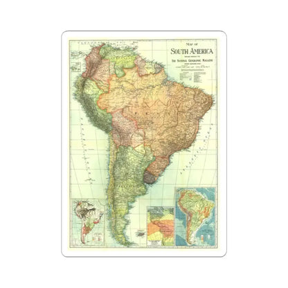 South America (1921) (Map) STICKER Vinyl Kiss-Cut Decal 2 Inch White - The Sticker Space