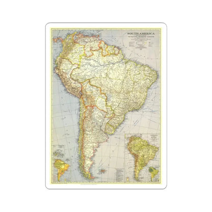 South America (1937) (Map) STICKER Vinyl Kiss-Cut Decal 4 Inch White - The Sticker Space