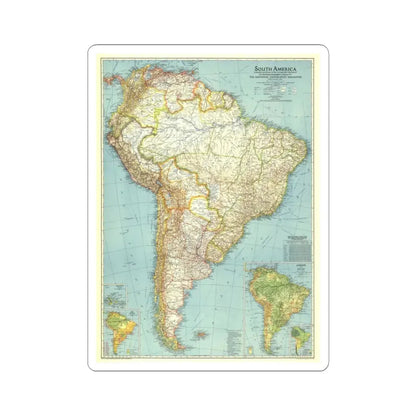 South America (1942) (Map) STICKER Vinyl Kiss-Cut Decal 3 Inch White - The Sticker Space