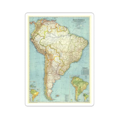 South America (1942) (Map) STICKER Vinyl Kiss-Cut Decal 4 Inch White - The Sticker Space
