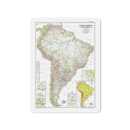 South America (1950) (Map) Refrigerator Magnet 2 Inch Die-Cut - The Sticker Space