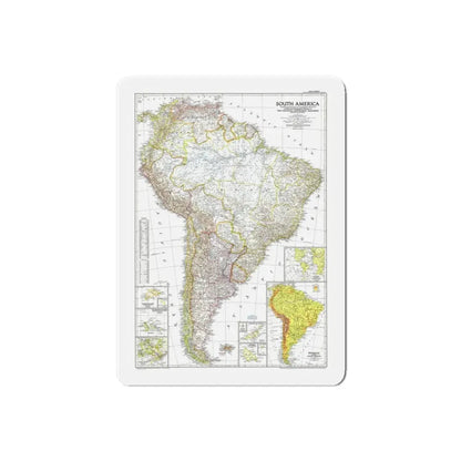 South America (1950) (Map) Refrigerator Magnet 6 Inch Die-Cut - The Sticker Space