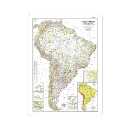 South America (1950) (Map) STICKER Vinyl Kiss-Cut Decal 3 Inch White - The Sticker Space
