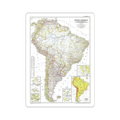 South America (1950) (Map) STICKER Vinyl Kiss-Cut Decal 4 Inch White - The Sticker Space