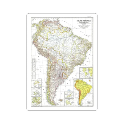 South America (1950) (Map) STICKER Vinyl Kiss-Cut Decal 6 Inch White - The Sticker Space