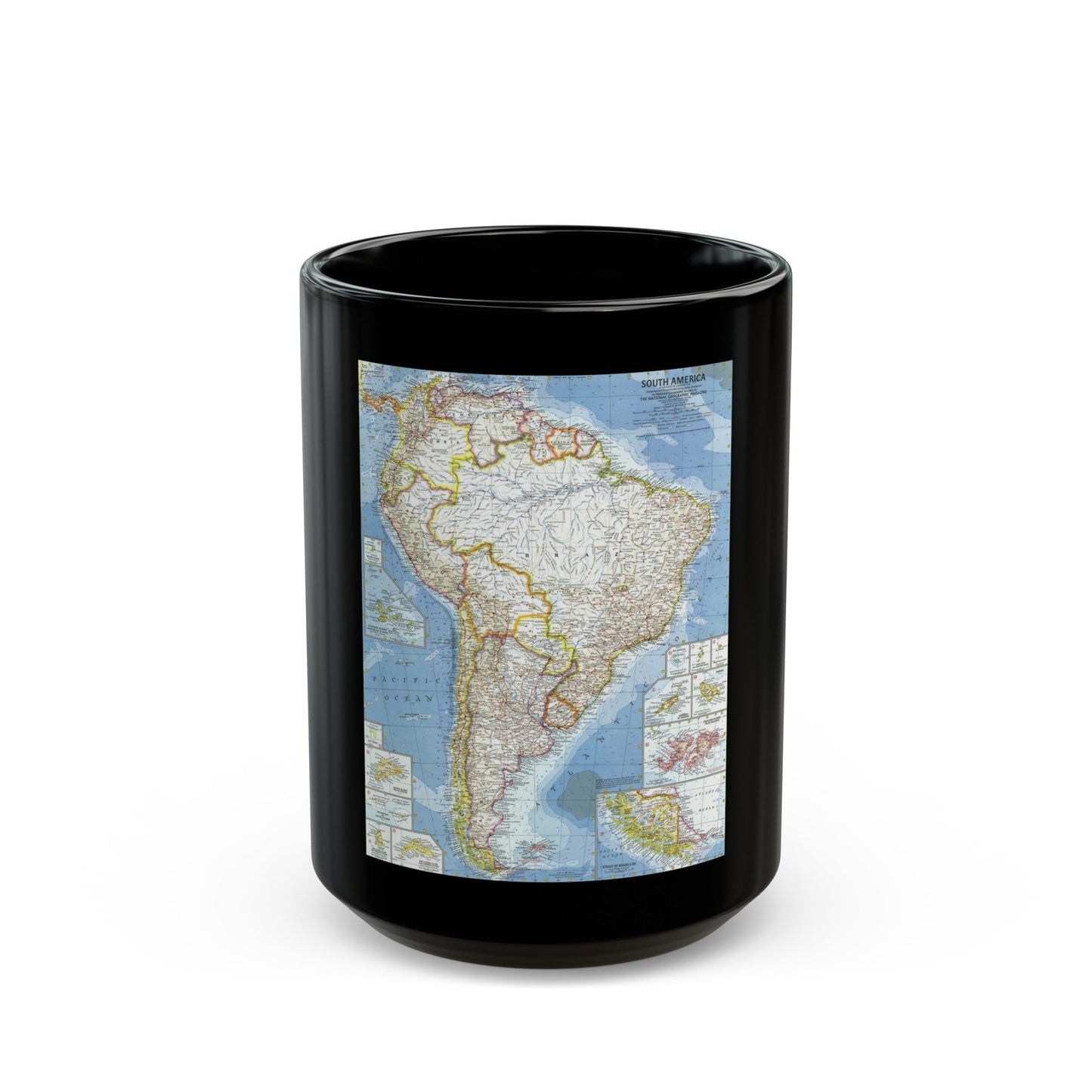 South America (1960) (Map) Black Coffee Mug-15oz-The Sticker Space