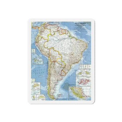 South America (1960) (Map) Refrigerator Magnet 3 Inch Die-Cut - The Sticker Space