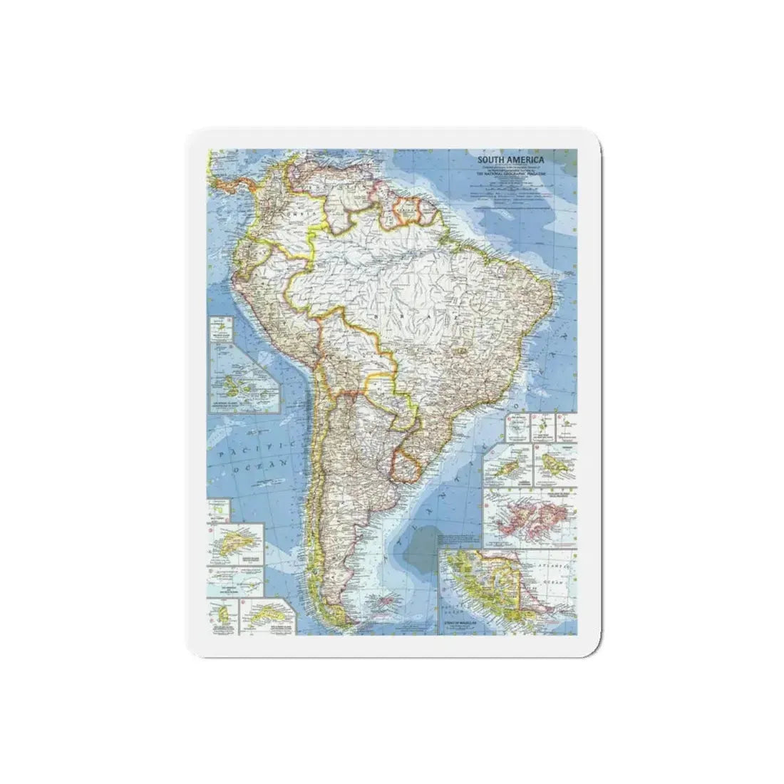 South America (1960) (Map) Refrigerator Magnet 5 Inch Die-Cut - The Sticker Space